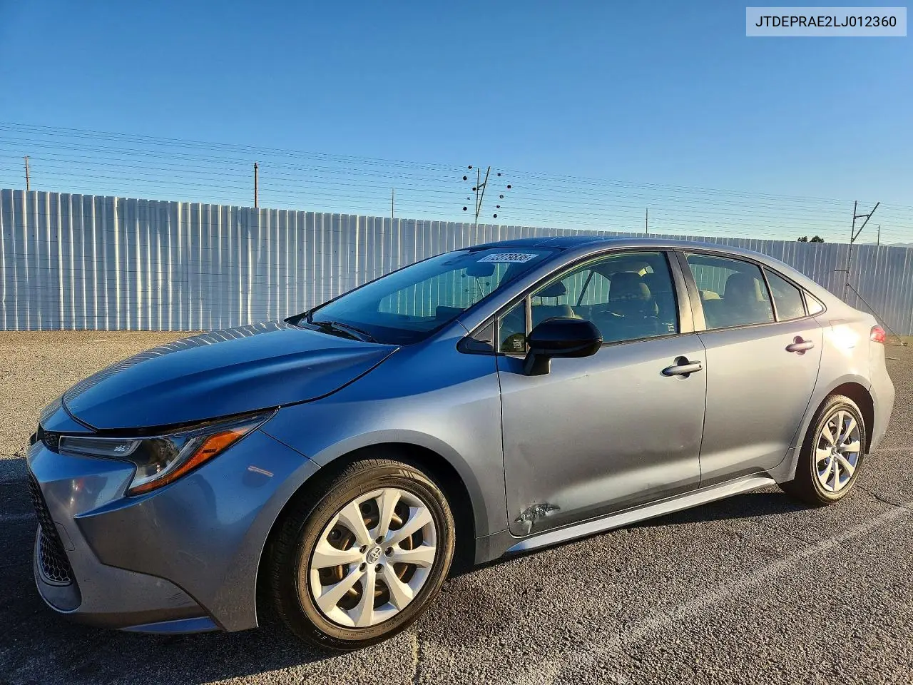 TOYOTA COROLLA 2020, VIN JTDEPRAE2LJ012360