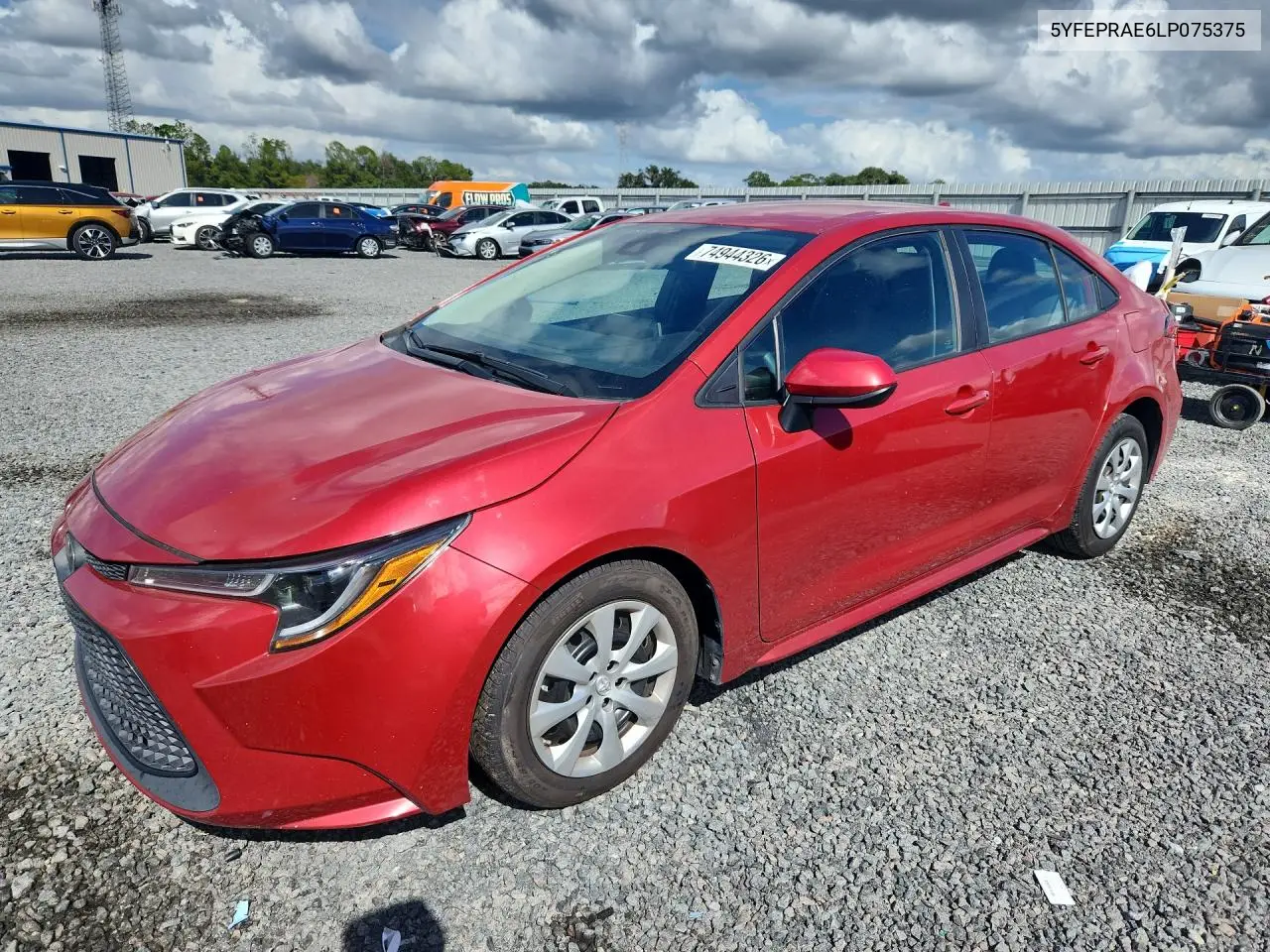 TOYOTA COROLLA 2020, VIN 5YFEPRAE6LP075375