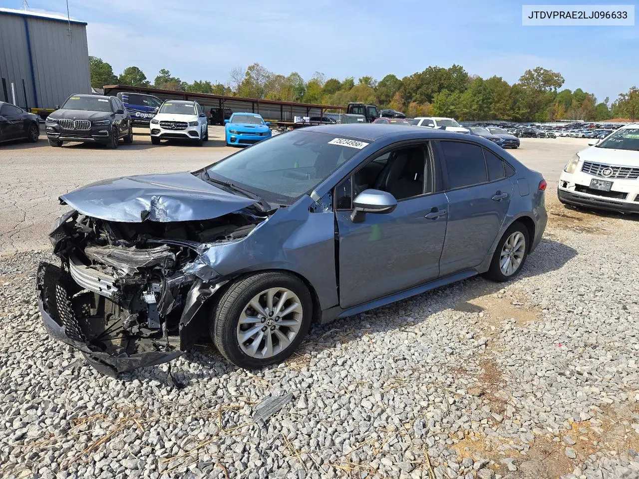 TOYOTA COROLLA 2020, VIN JTDVPRAE2LJ096633