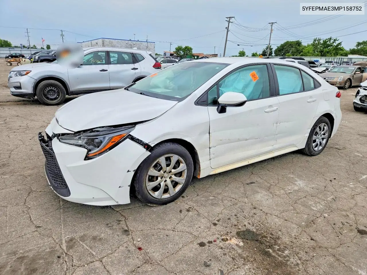 TOYOTA COROLLA 2021, VIN 5YFEPMAE3MP158752