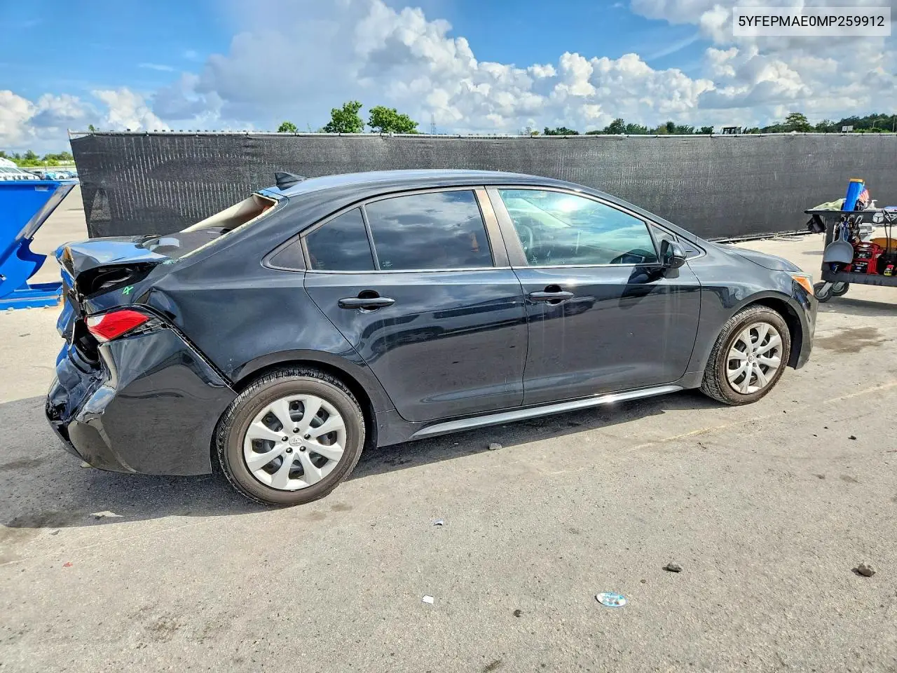 2021 TOYOTA COROLLA VIN 5YFEPMAE0MP259912 — фото 3