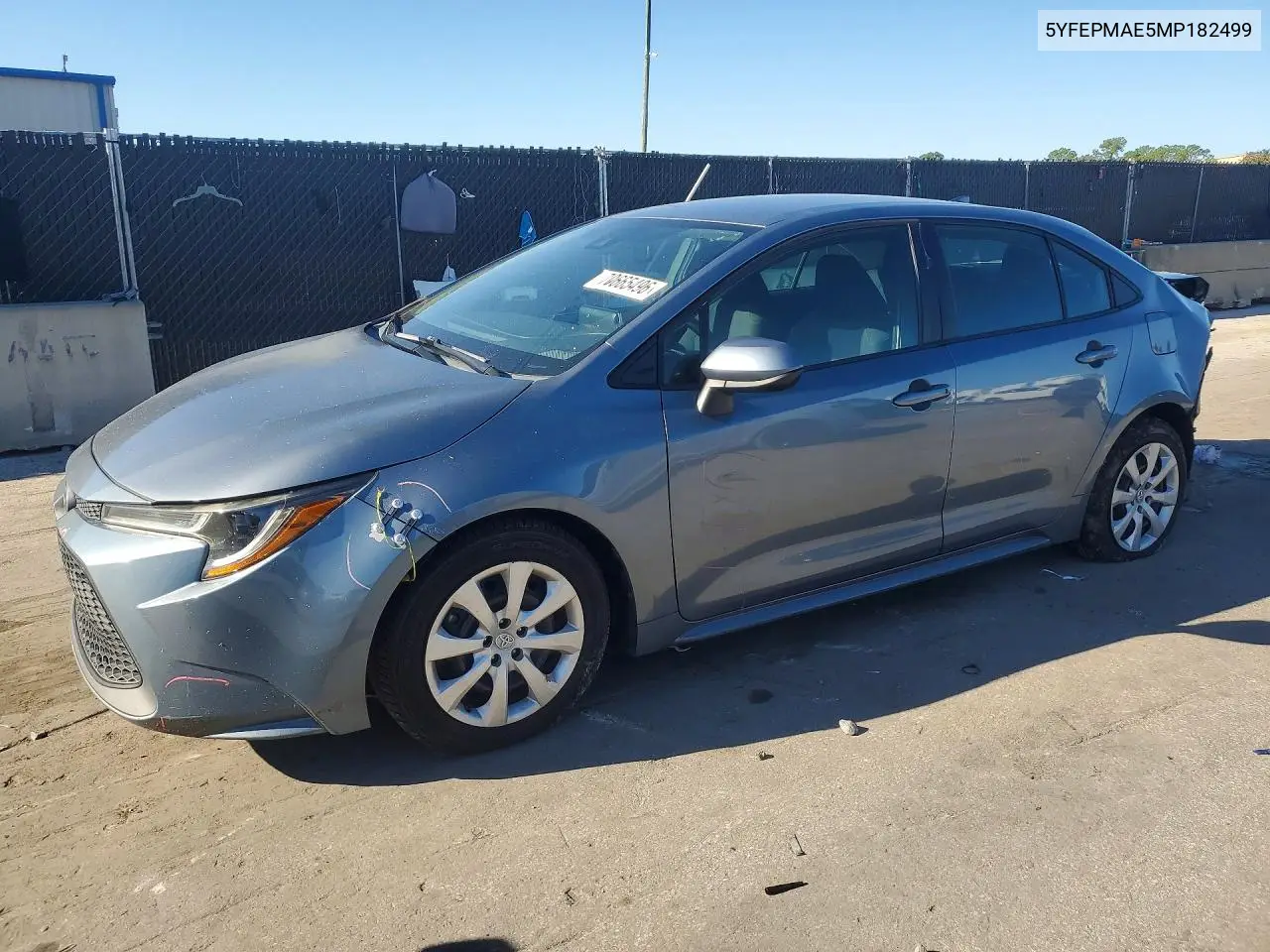 TOYOTA COROLLA 2021, VIN 5YFEPMAE5MP182499