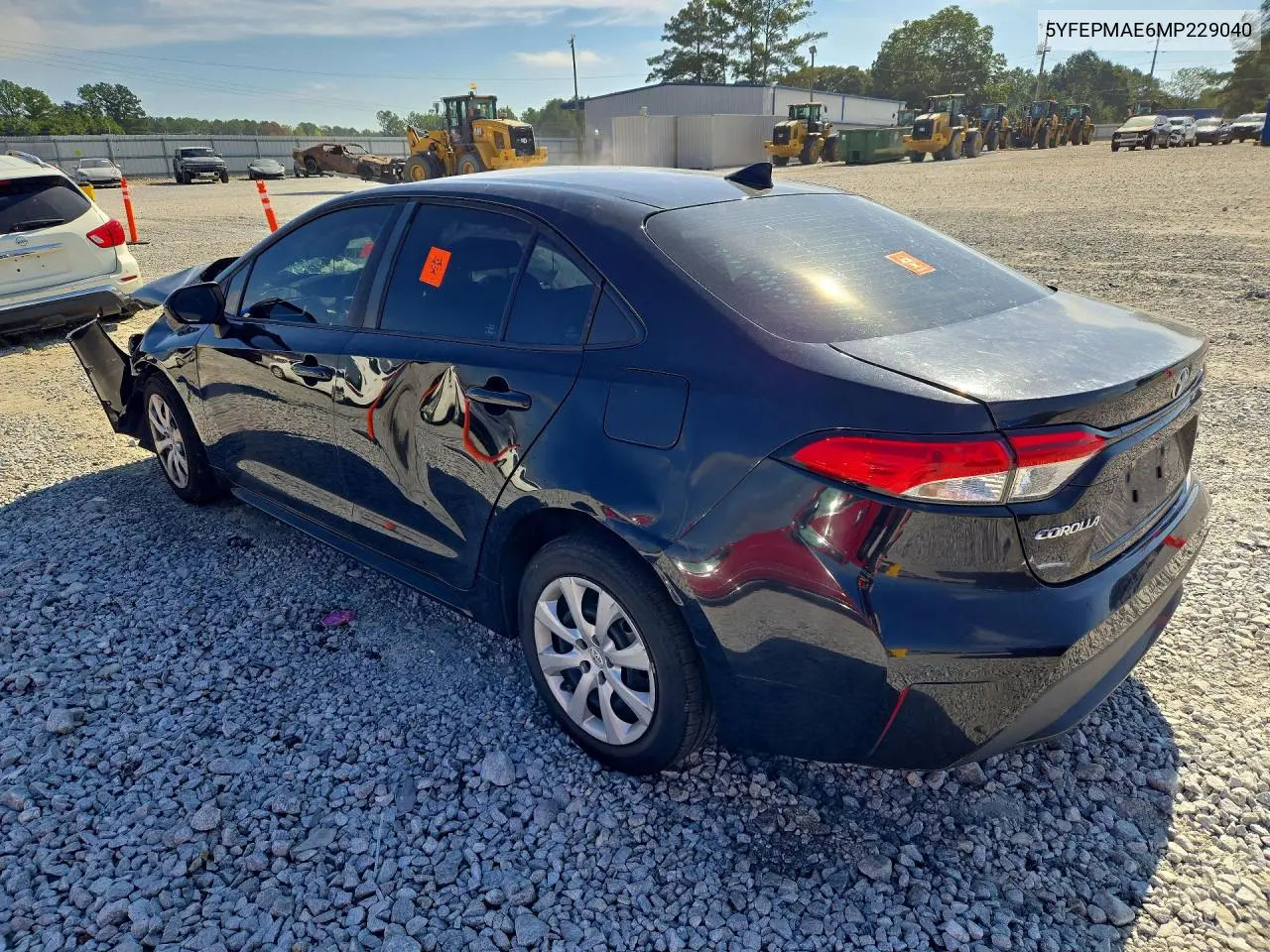 2021 TOYOTA COROLLA VIN 5YFEPMAE6MP229040 — фото 2