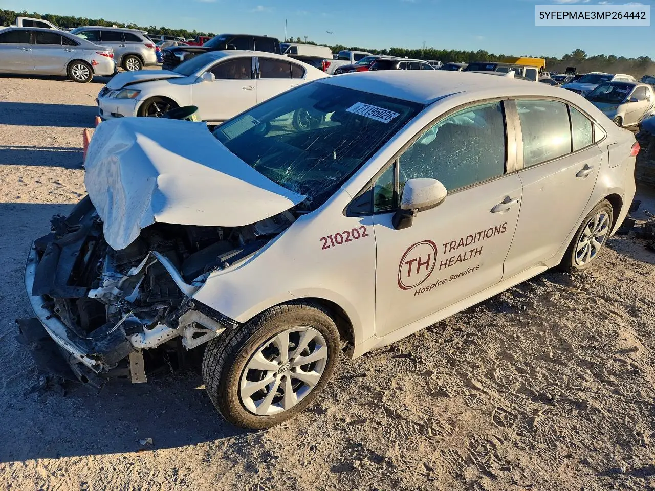 TOYOTA COROLLA 2021, VIN 5YFEPMAE3MP264442