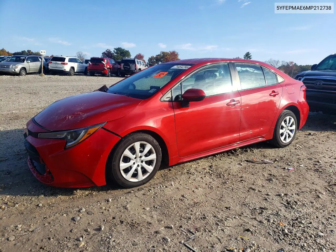 TOYOTA COROLLA 2021, VIN 5YFEPMAE6MP212738