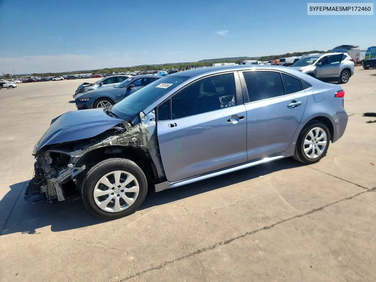 TOYOTA COROLLA 2021, VIN 5YFEPMAE5MP172460