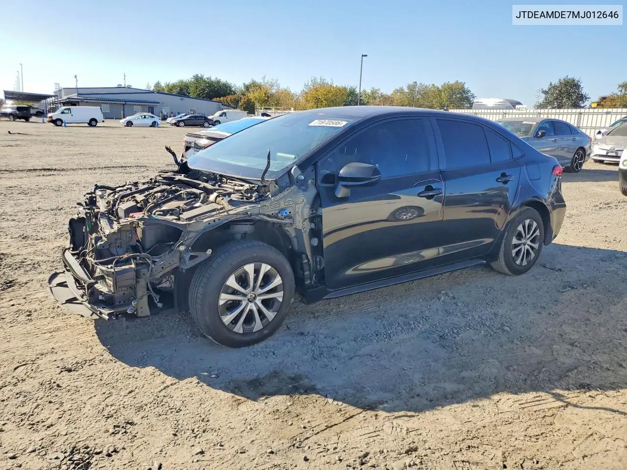 TOYOTA COROLLA 2021, VIN JTDEAMDE7MJ012646