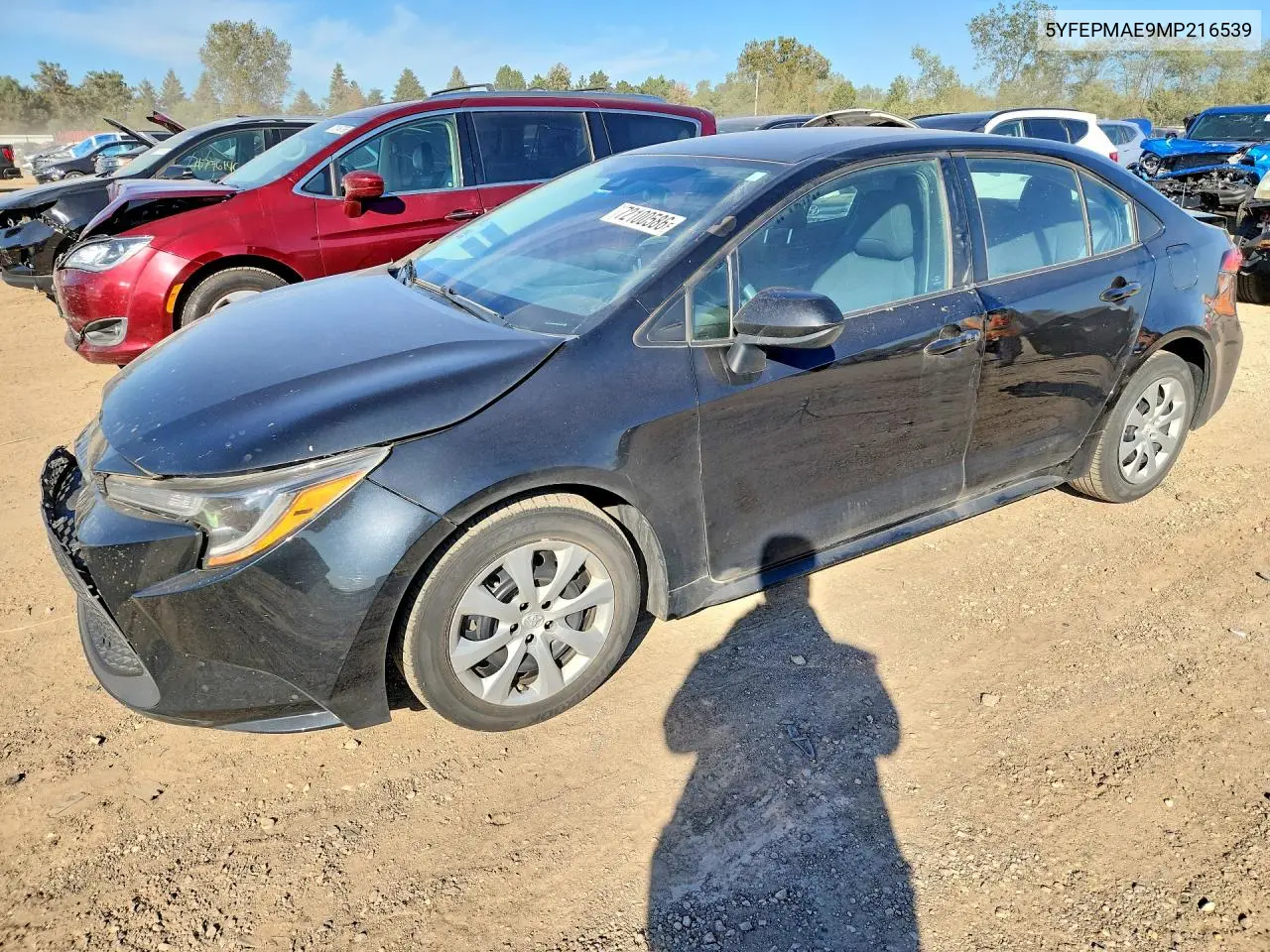 TOYOTA COROLLA 2021, VIN 5YFEPMAE9MP216539