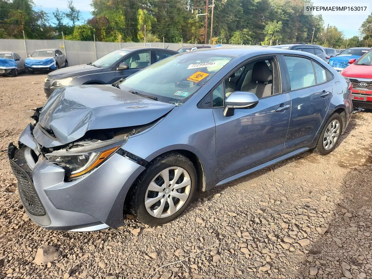 TOYOTA COROLLA 2021, VIN 5YFEPMAE9MP163017
