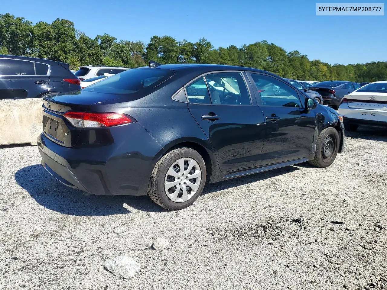 2021 TOYOTA COROLLA VIN 5YFEPMAE7MP208777 — фото 3