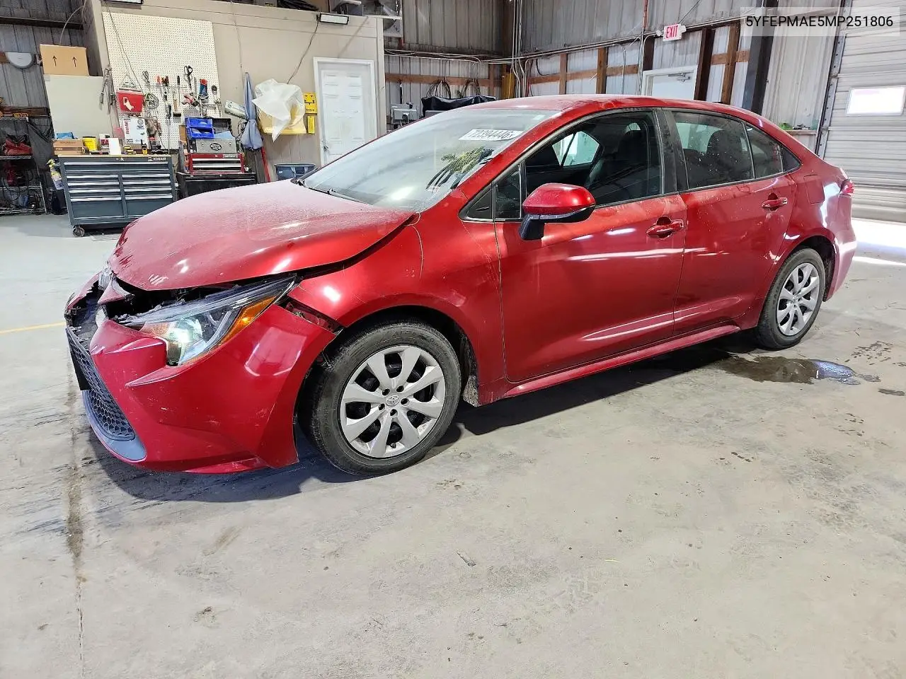 TOYOTA COROLLA 2021, VIN 5YFEPMAE5MP251806