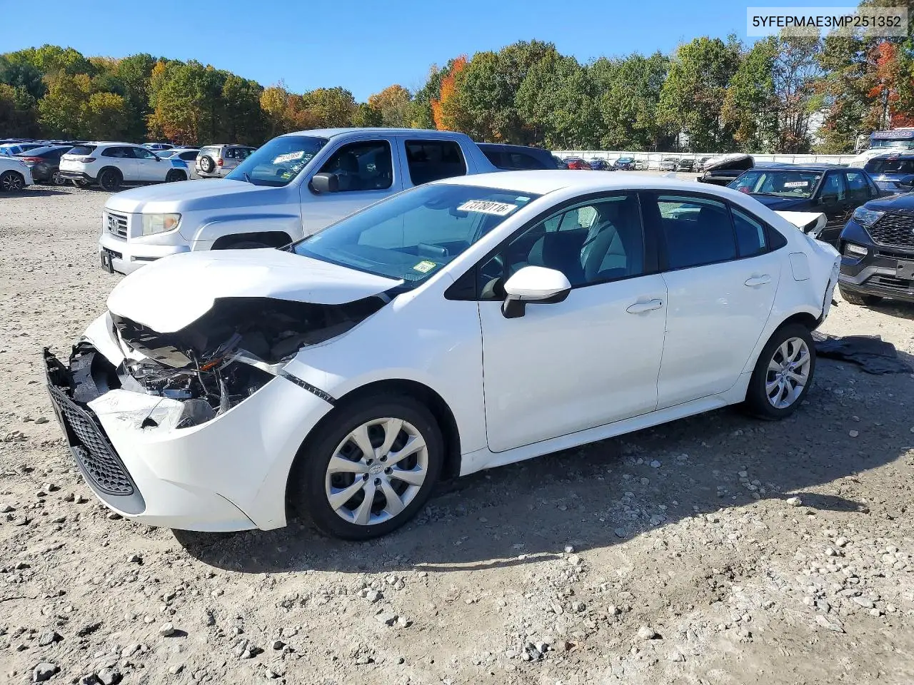 TOYOTA COROLLA 2021, VIN 5YFEPMAE3MP251352