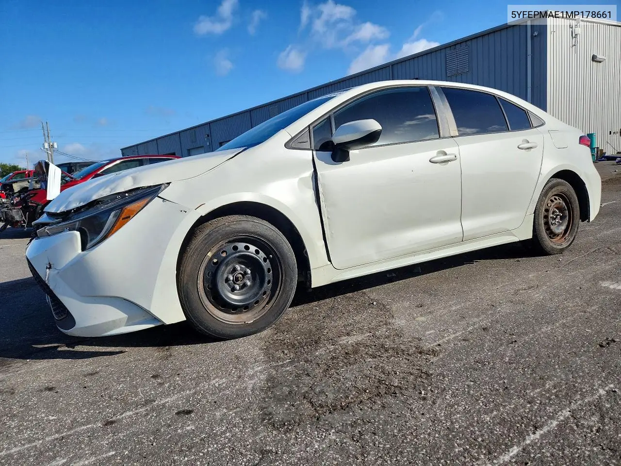 TOYOTA COROLLA 2021, VIN 5YFEPMAE1MP178661