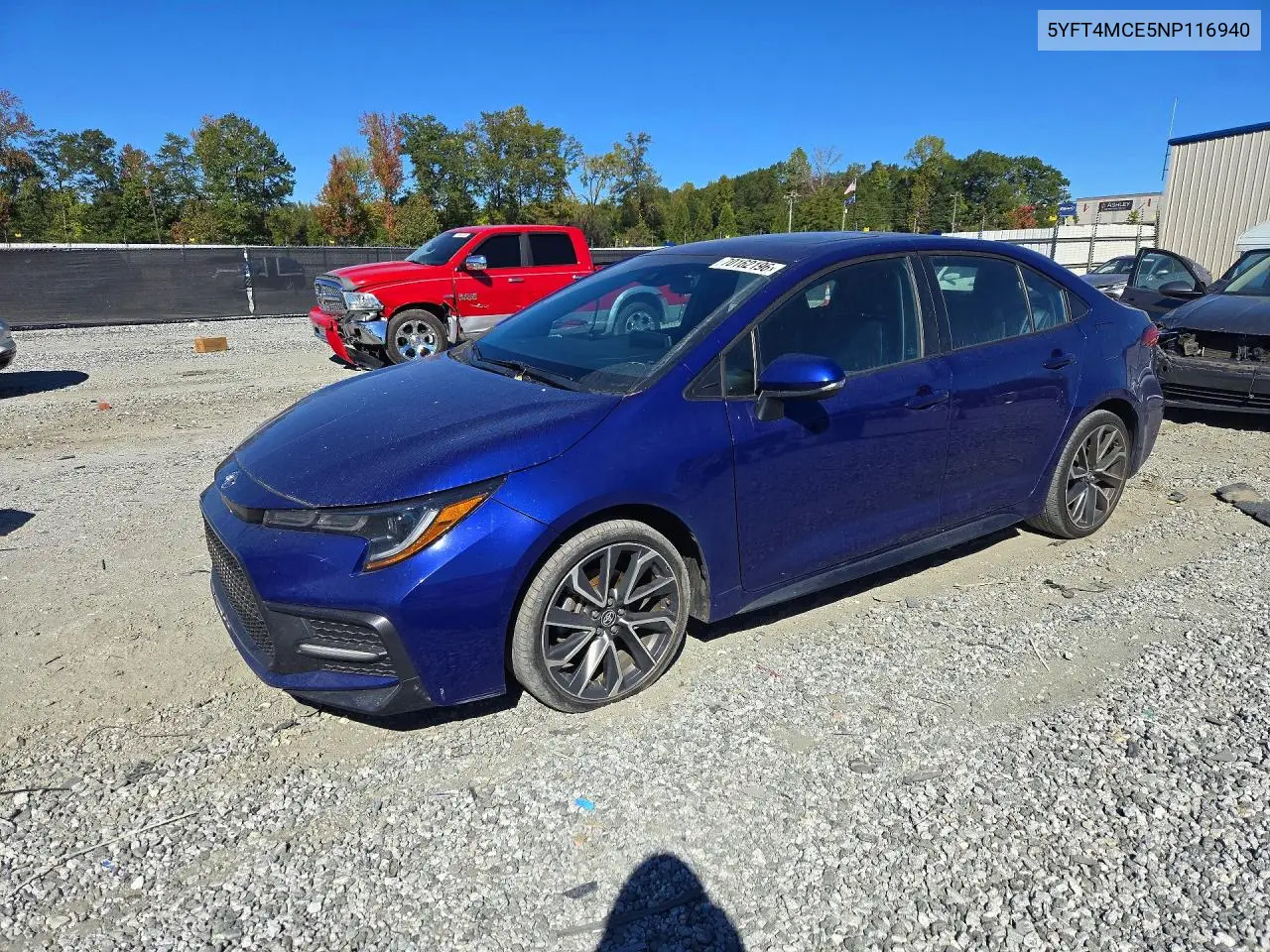 TOYOTA COROLLA 2022, VIN 5YFT4MCE5NP116940