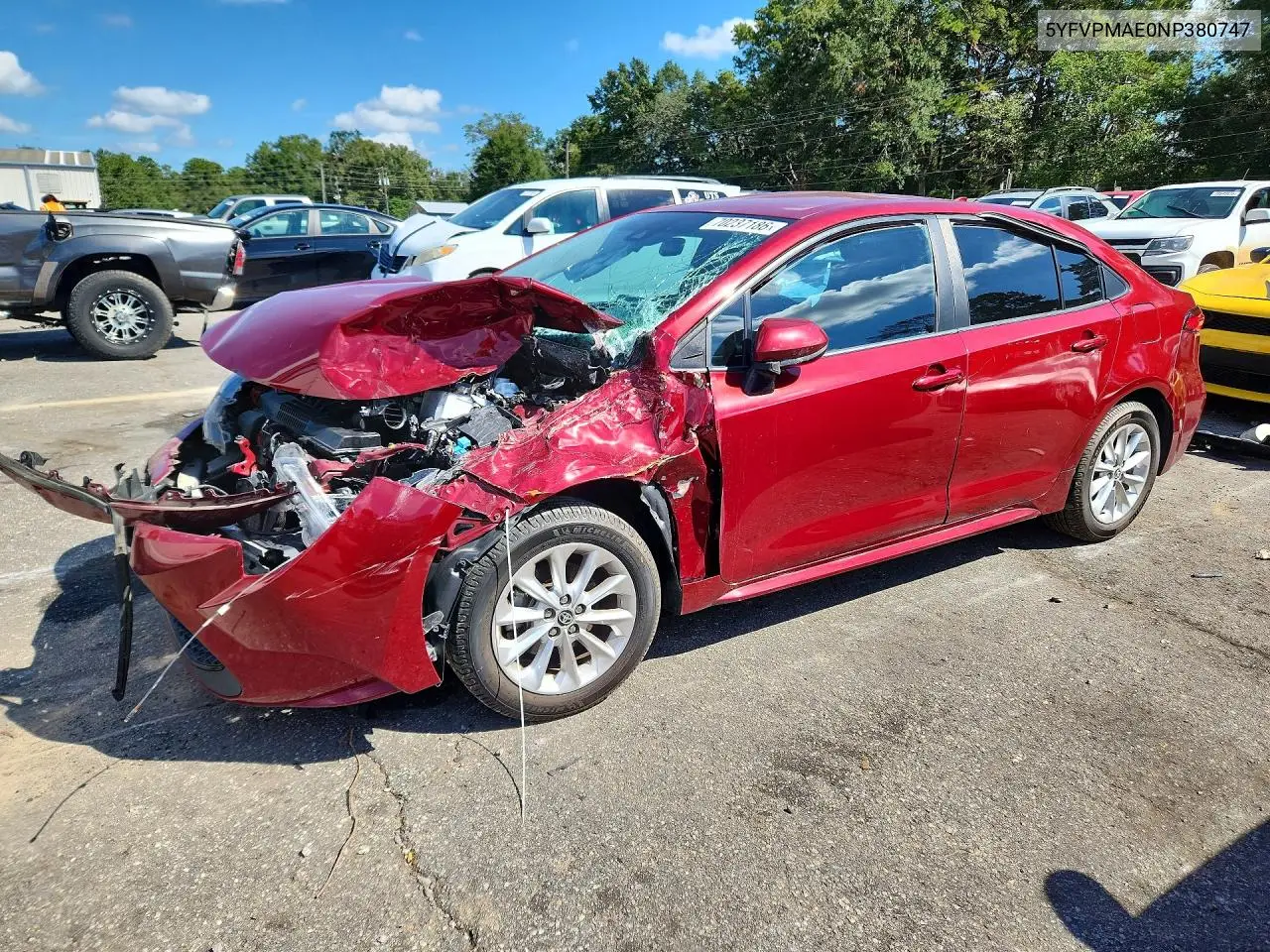 TOYOTA COROLLA 2022, VIN 5YFVPMAE0NP380747