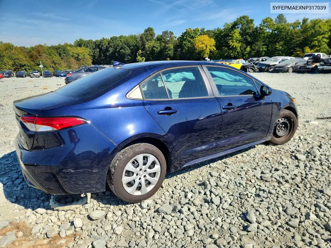 2022 TOYOTA COROLLA VIN 5YFEPMAEXNP317039 — фото 3