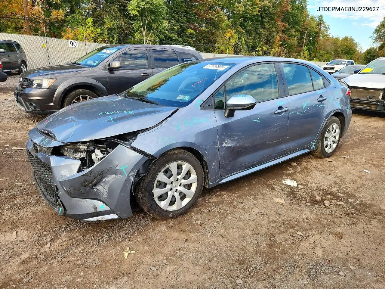 TOYOTA COROLLA 2022, VIN JTDEPMAE8NJ229627