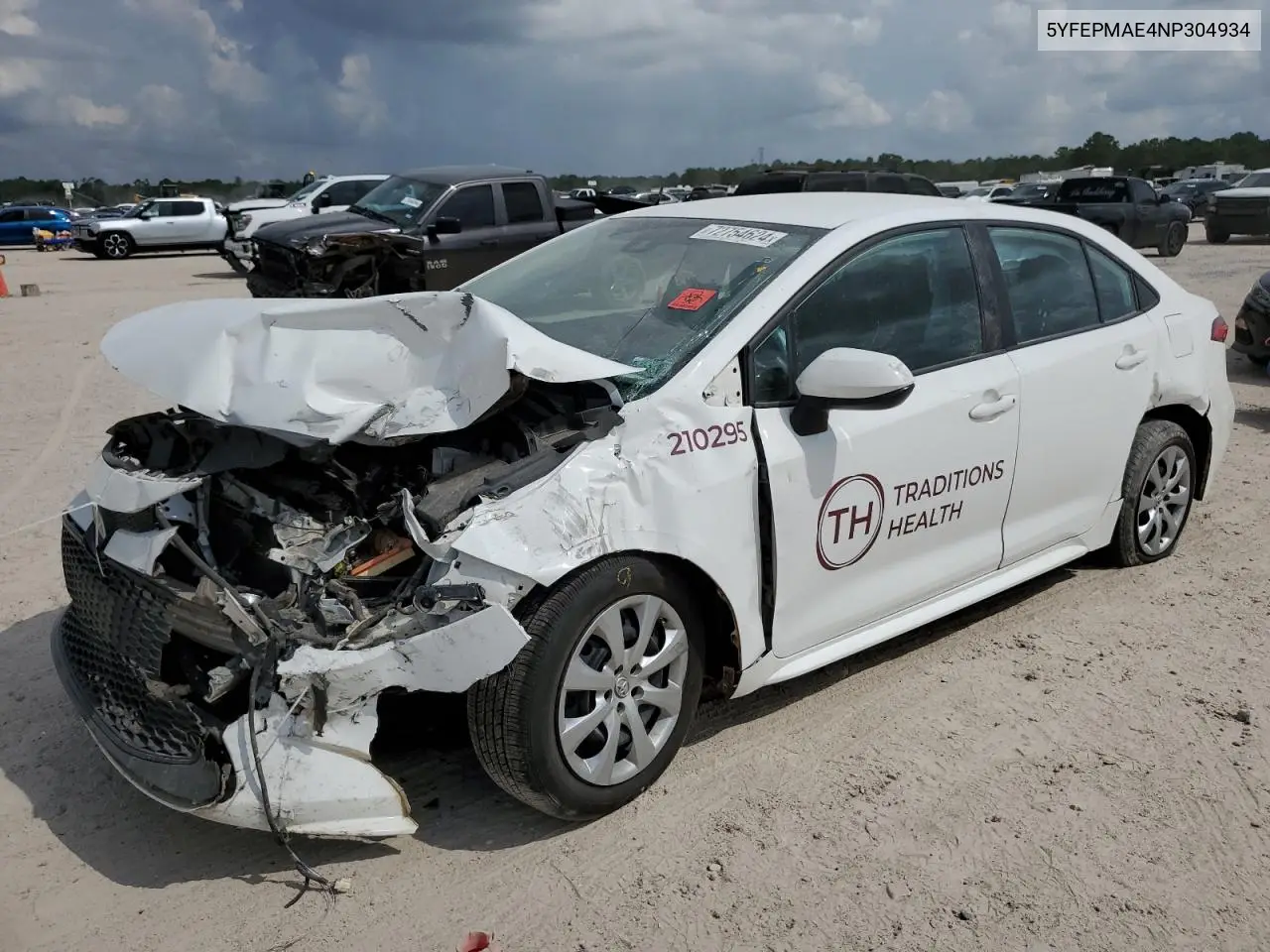 TOYOTA COROLLA 2022, VIN 5YFEPMAE4NP304934