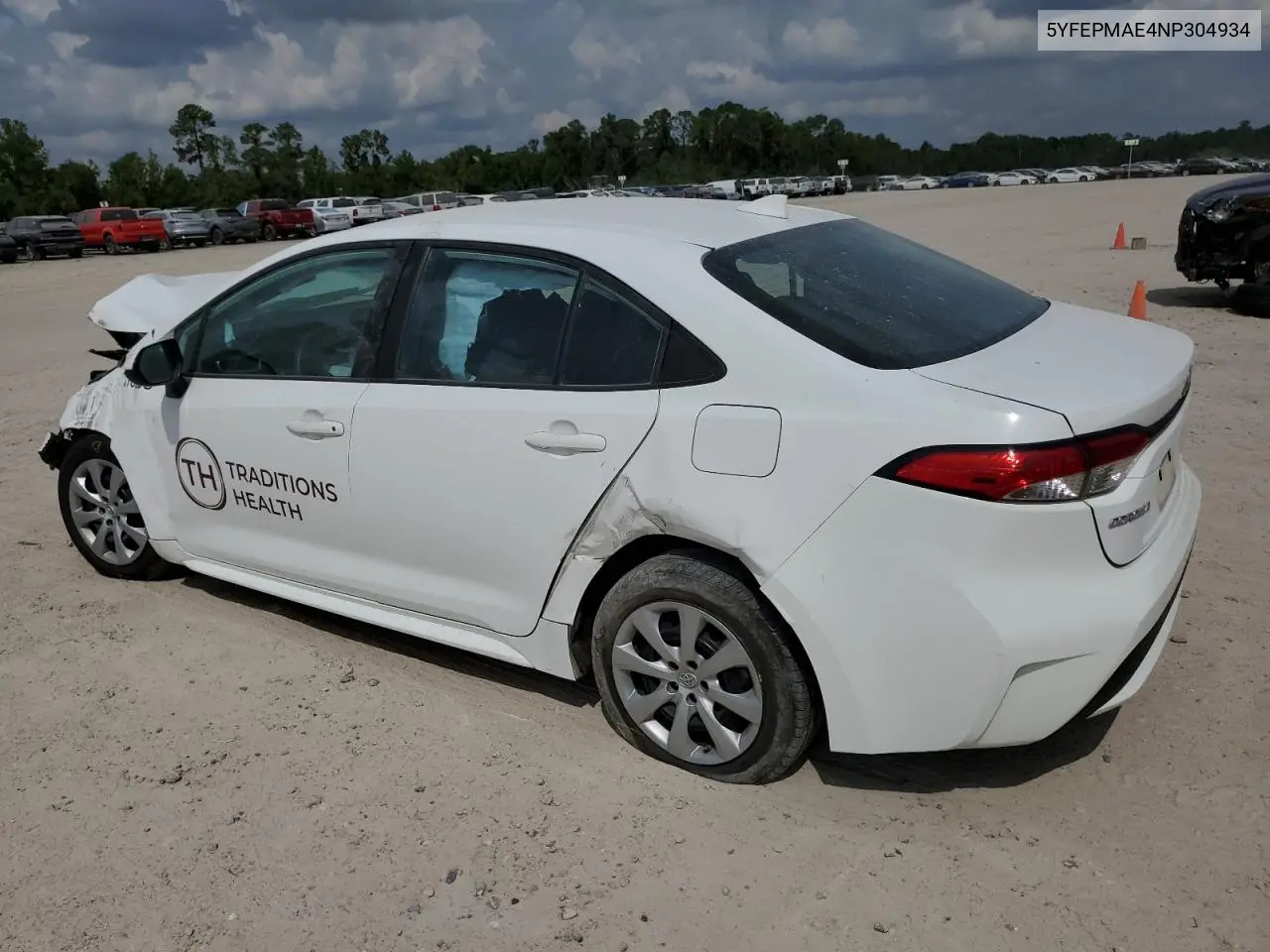 2022 TOYOTA COROLLA VIN 5YFEPMAE4NP304934 — фото 2