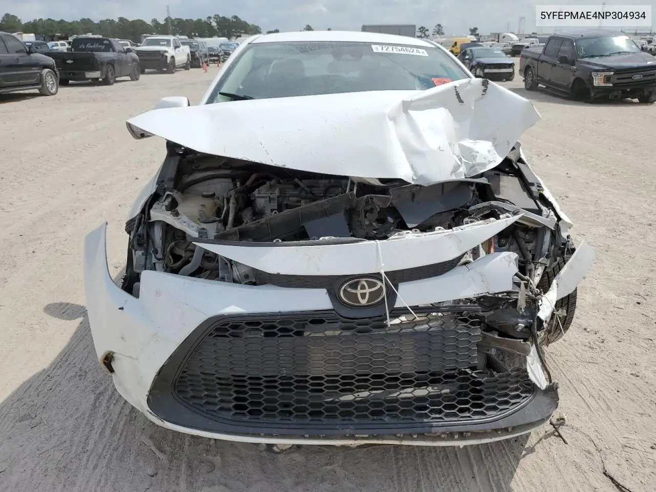 2022 TOYOTA COROLLA VIN 5YFEPMAE4NP304934 — фото 5