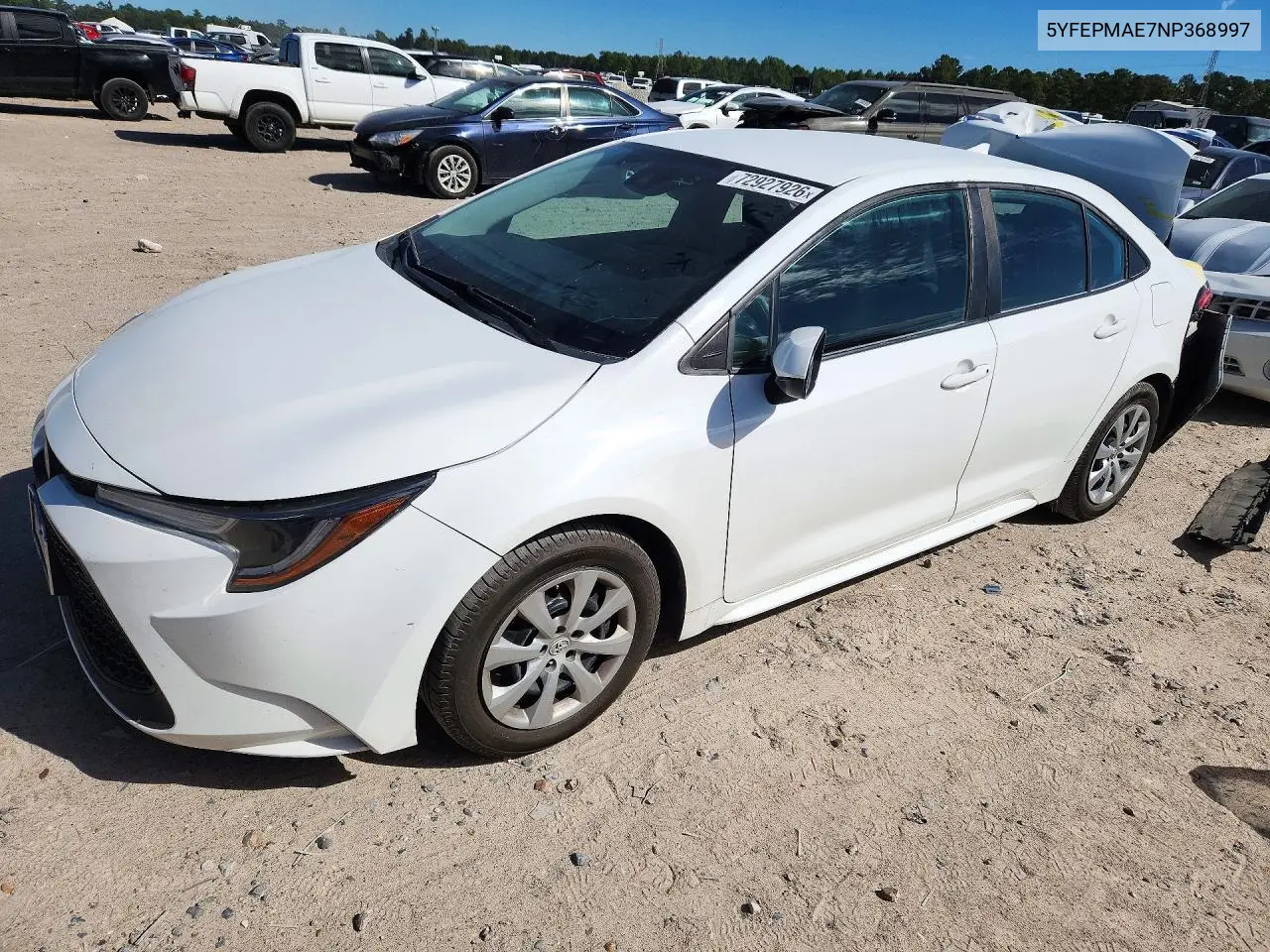 TOYOTA COROLLA 2022, VIN 5YFEPMAE7NP368997
