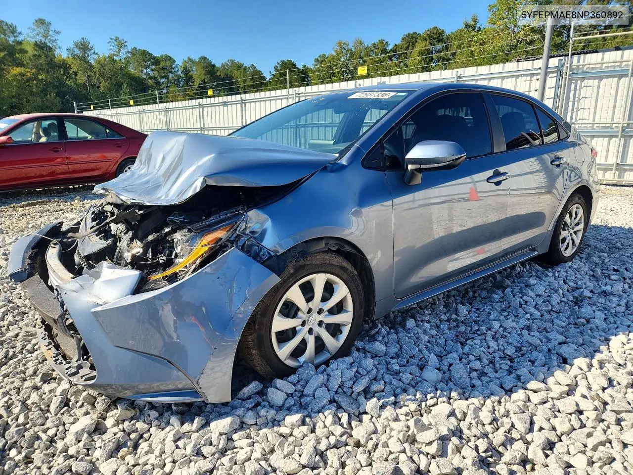 TOYOTA COROLLA 2022, VIN 5YFEPMAE8NP360892