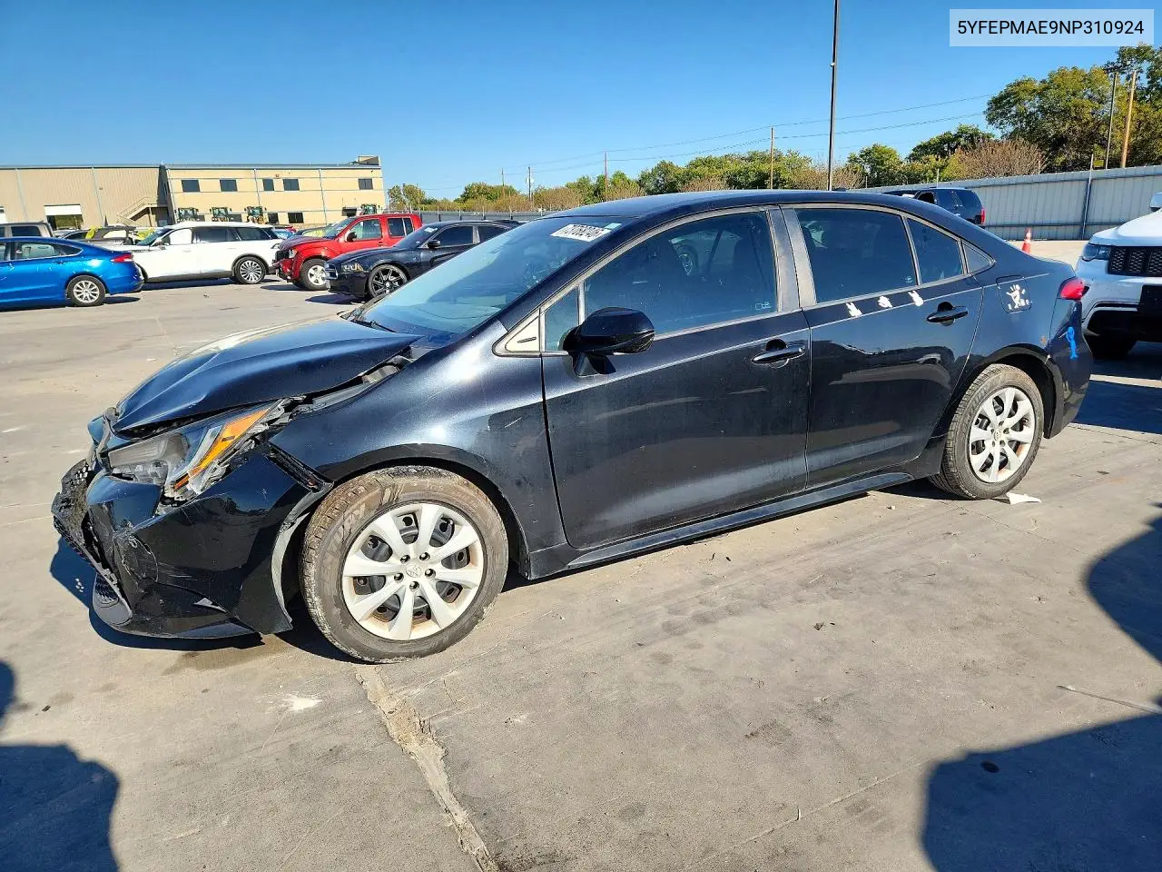 TOYOTA COROLLA 2022, VIN 5YFEPMAE9NP310924