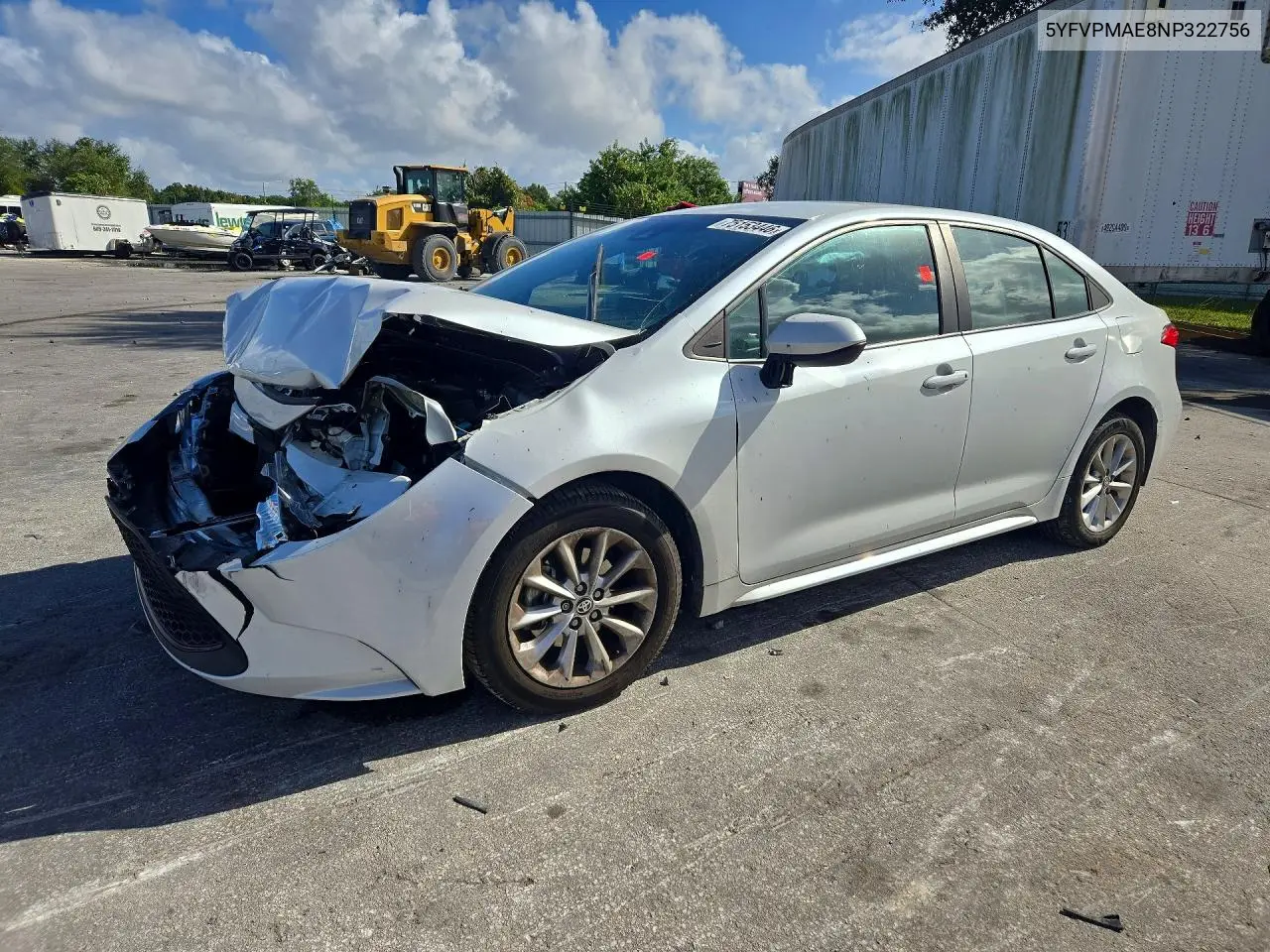 TOYOTA COROLLA 2022, VIN 5YFVPMAE8NP322756
