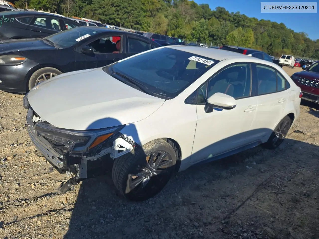 TOYOTA COROLLA 2025, VIN JTDBDMHE3S3020314