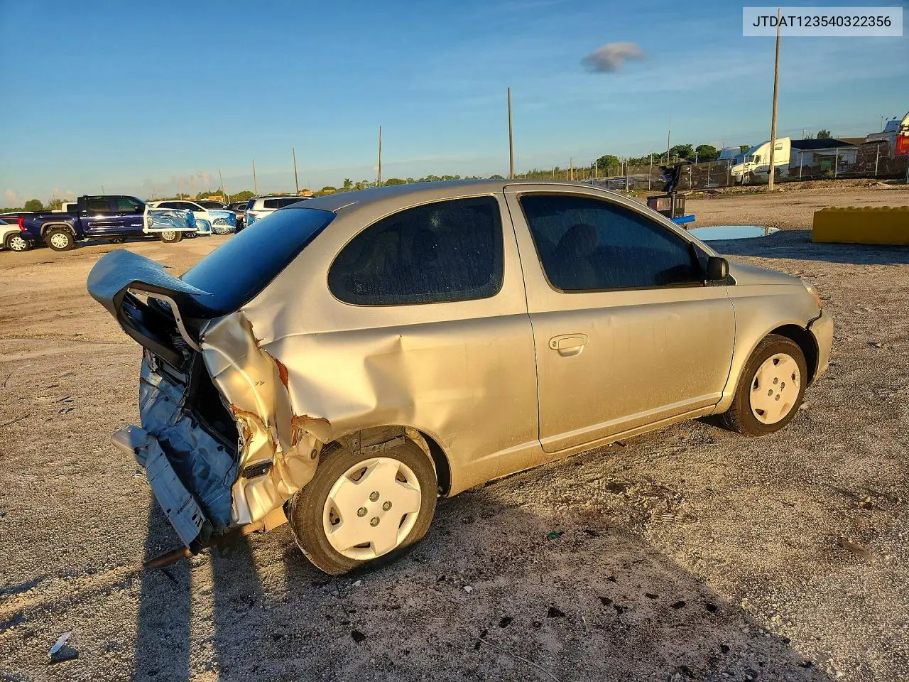 2004 TOYOTA ECHO VIN JTDAT123540322356 — фото 3
