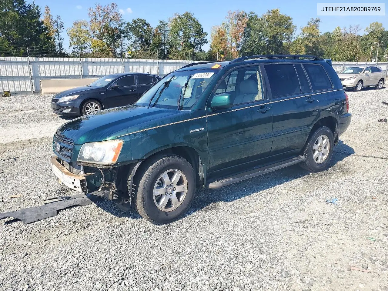 TOYOTA HIGHLANDER 2002, VIN JTEHF21A820089769