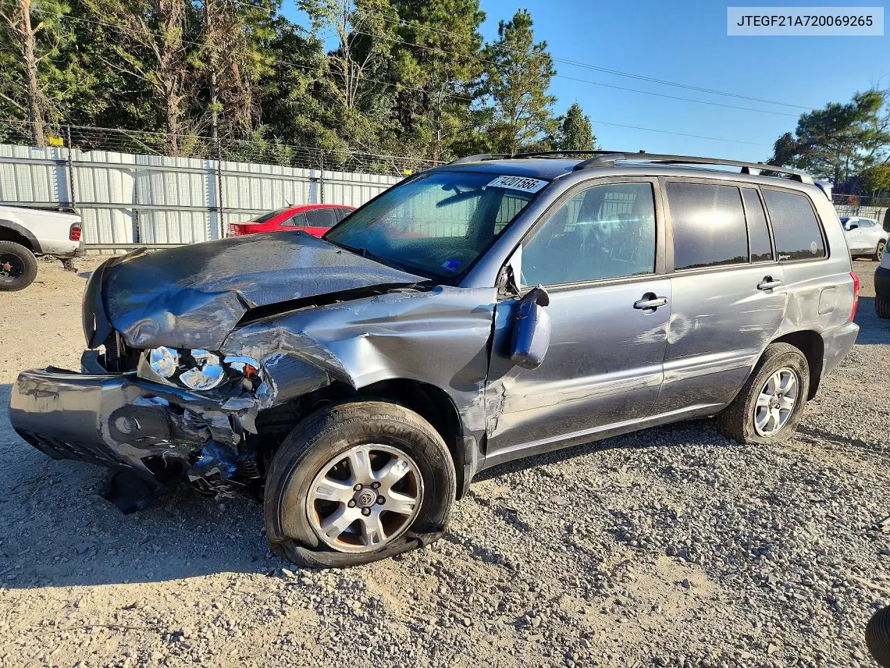 TOYOTA HIGHLANDER 2002, VIN JTEGF21A720069265