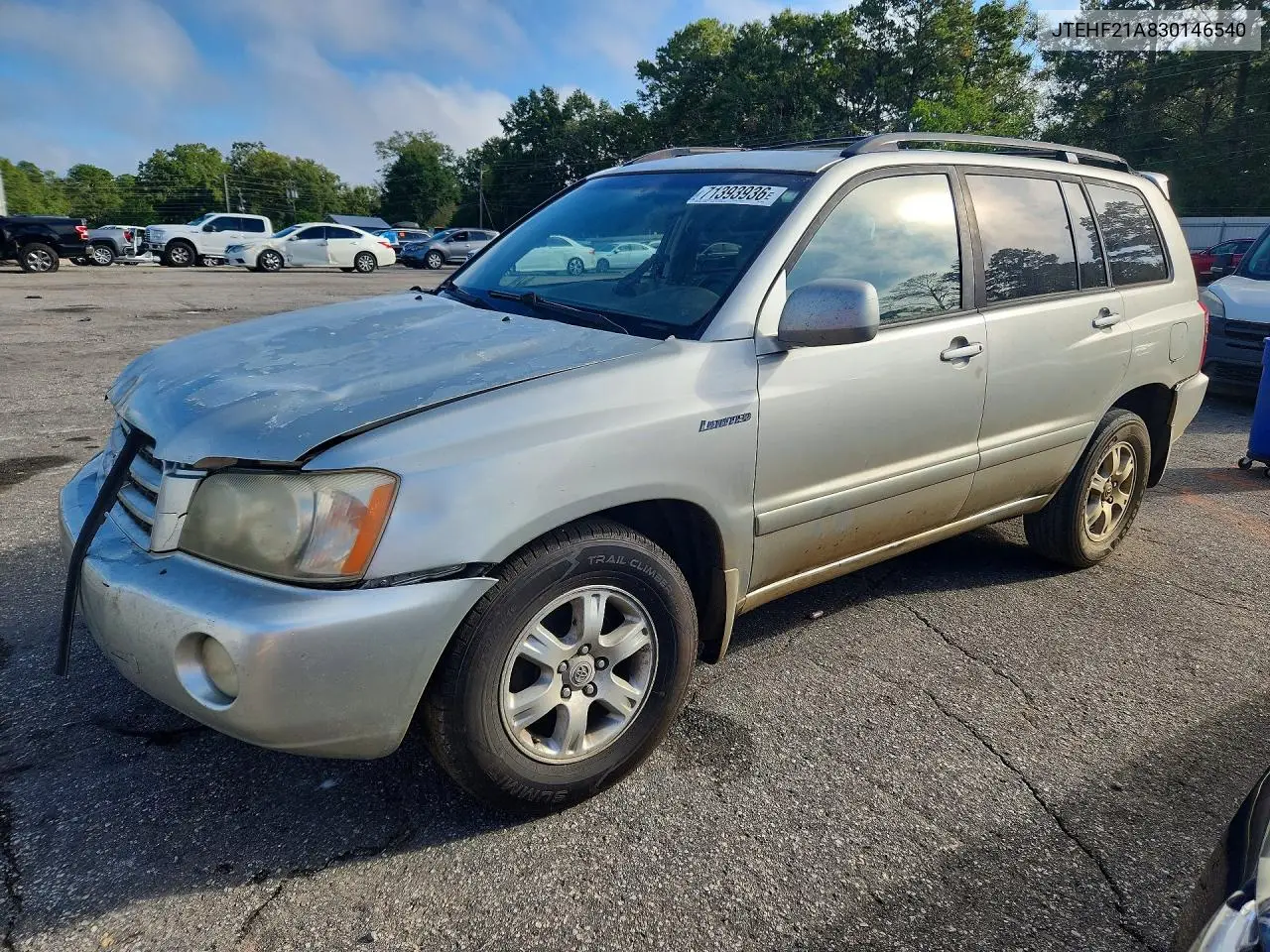 TOYOTA HIGHLANDER 2003, VIN JTEHF21A830146540
