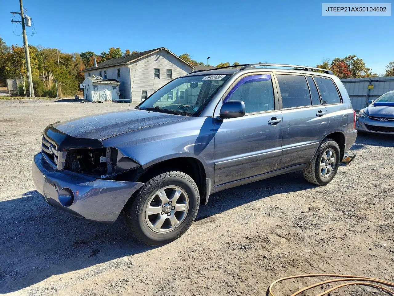 TOYOTA HIGHLANDER 2005, VIN JTEEP21AX50104602
