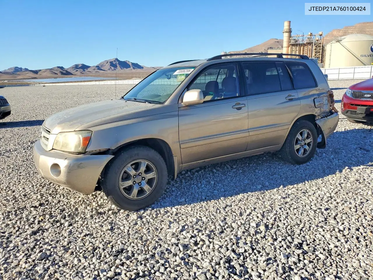TOYOTA HIGHLANDER 2006, VIN JTEDP21A760100424