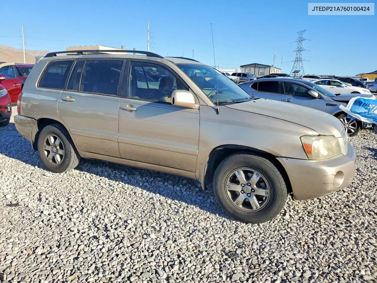 2006 TOYOTA HIGHLANDER VIN JTEDP21A760100424 — фото 4