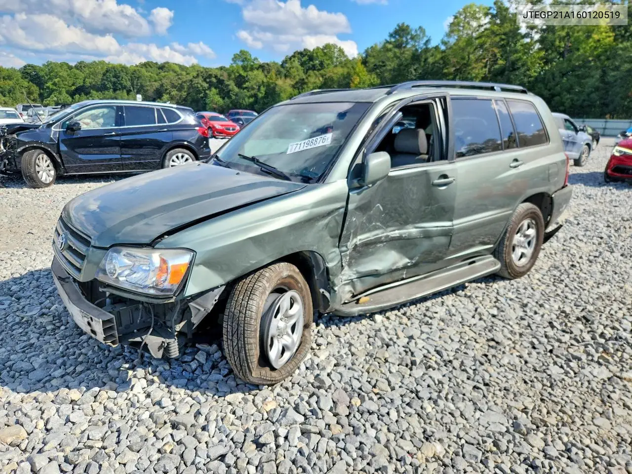 TOYOTA HIGHLANDER 2006, VIN JTEGP21A160120519