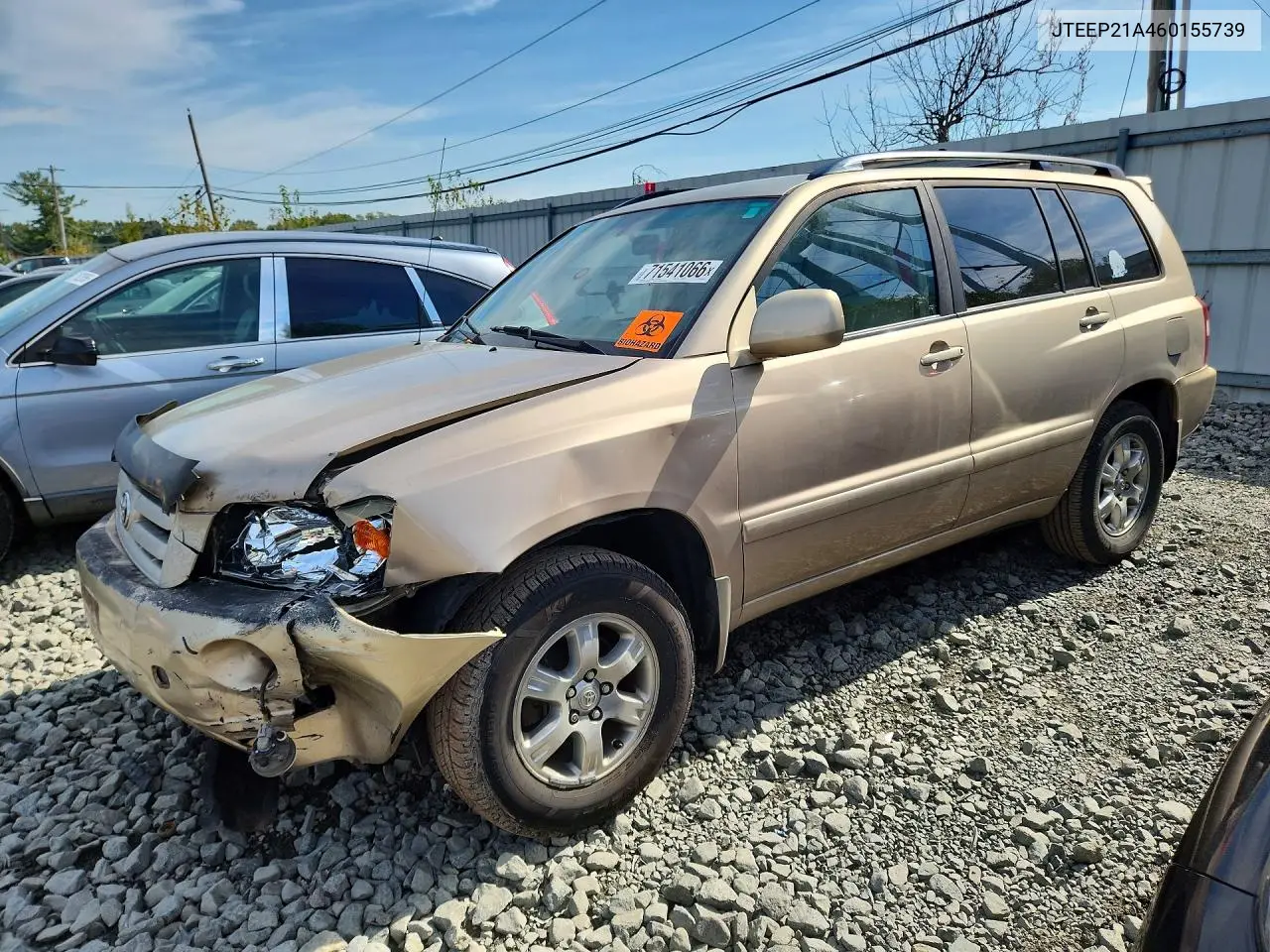 TOYOTA HIGHLANDER 2006, VIN JTEEP21A460155739