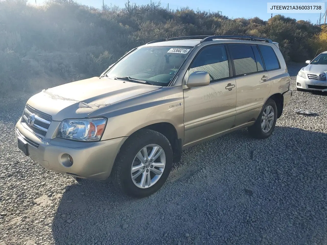 TOYOTA HIGHLANDER 2006, VIN JTEEW21A360031738