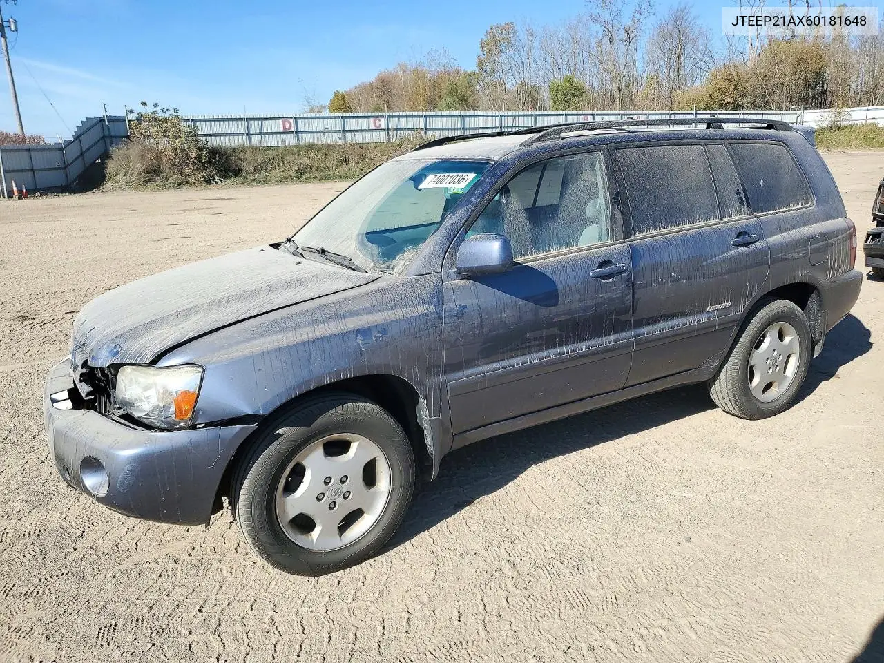 TOYOTA HIGHLANDER 2006, VIN JTEEP21AX60181648