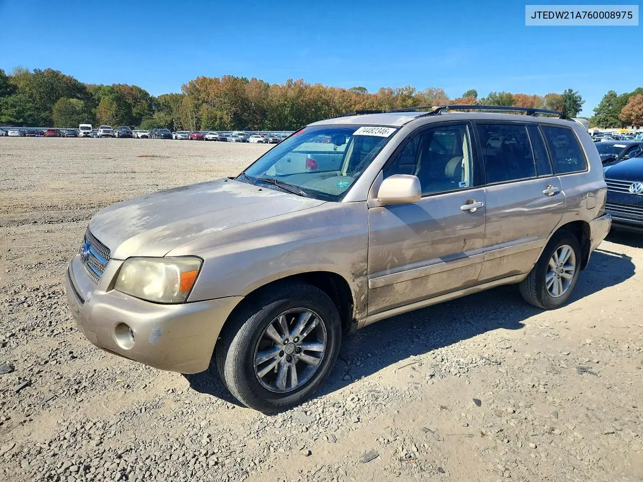 TOYOTA HIGHLANDER 2006, VIN JTEDW21A760008975