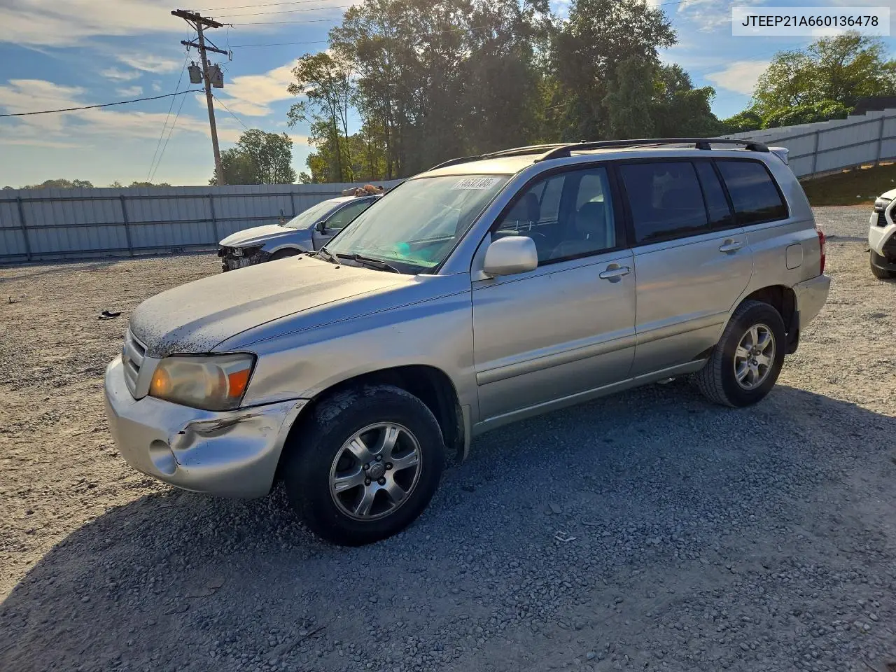 TOYOTA HIGHLANDER 2006, VIN JTEEP21A660136478