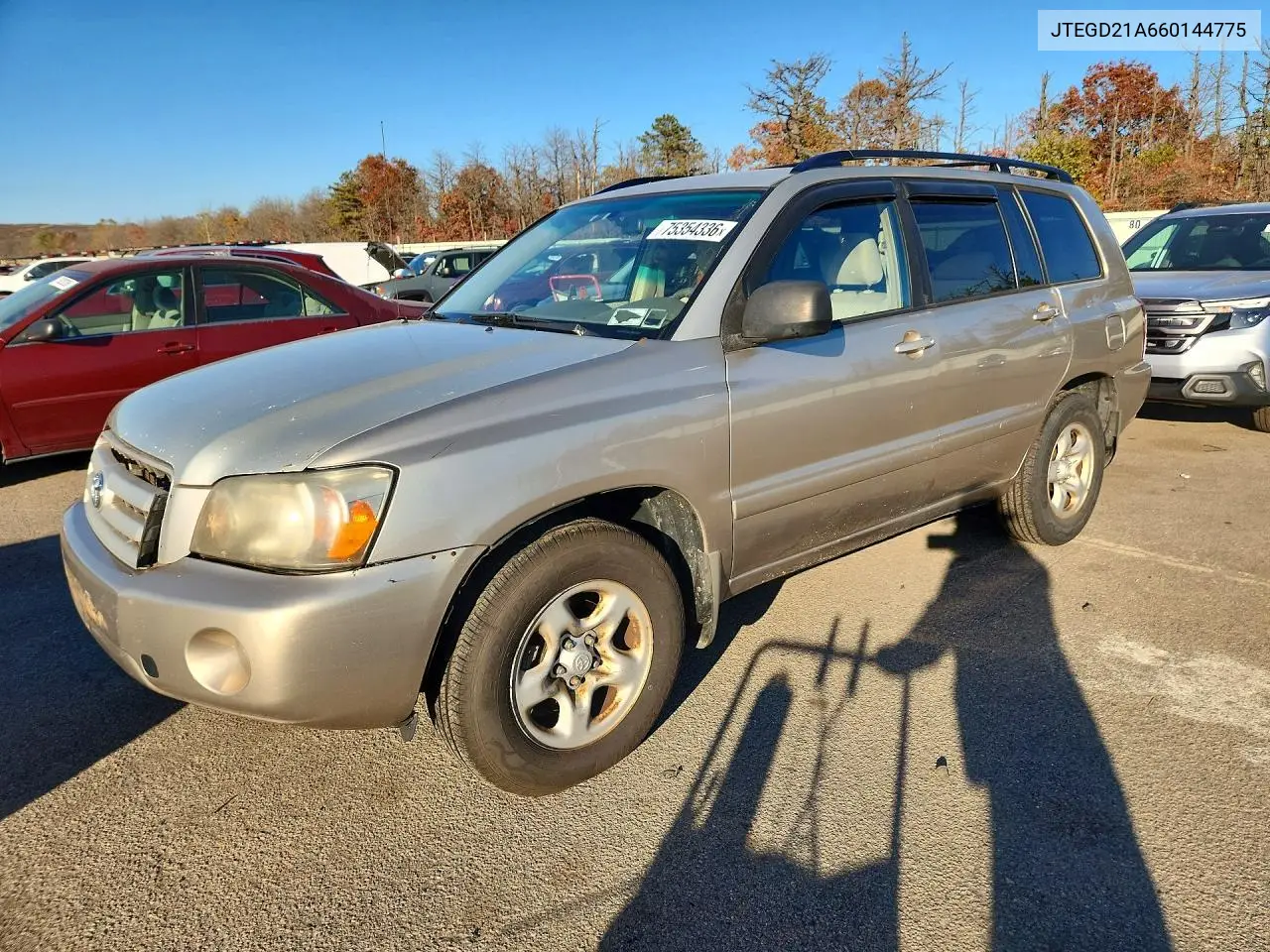 TOYOTA HIGHLANDER 2006, VIN JTEGD21A660144775