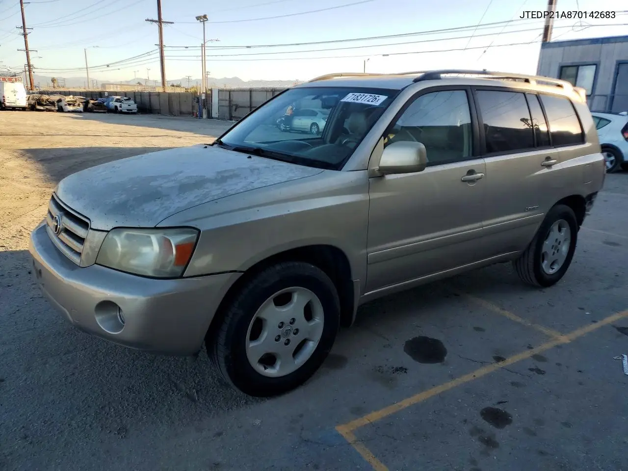 TOYOTA HIGHLANDER 2007, VIN JTEDP21A870142683
