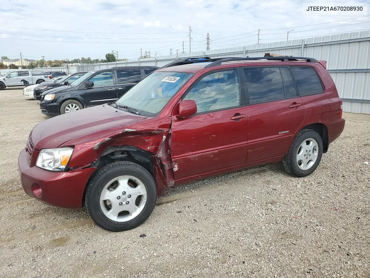 TOYOTA HIGHLANDER 2007, VIN JTEEP21A670208930