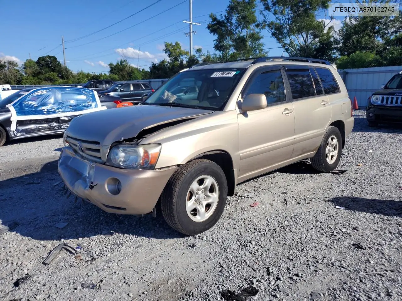 TOYOTA HIGHLANDER 2007, VIN JTEGD21A870162745