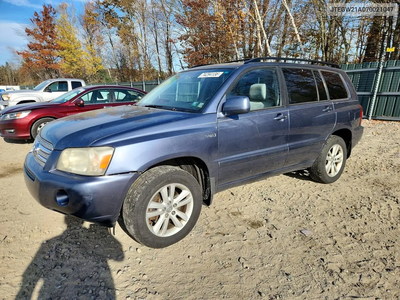 TOYOTA HIGHLANDER 2007, VIN JTEGW21A070021047