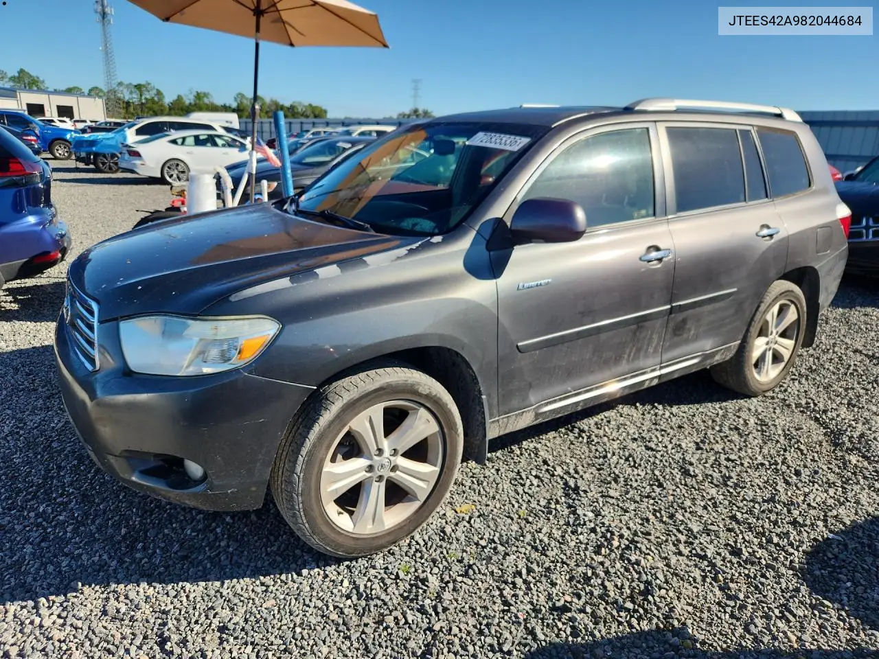TOYOTA HIGHLANDER 2008, VIN JTEES42A982044684