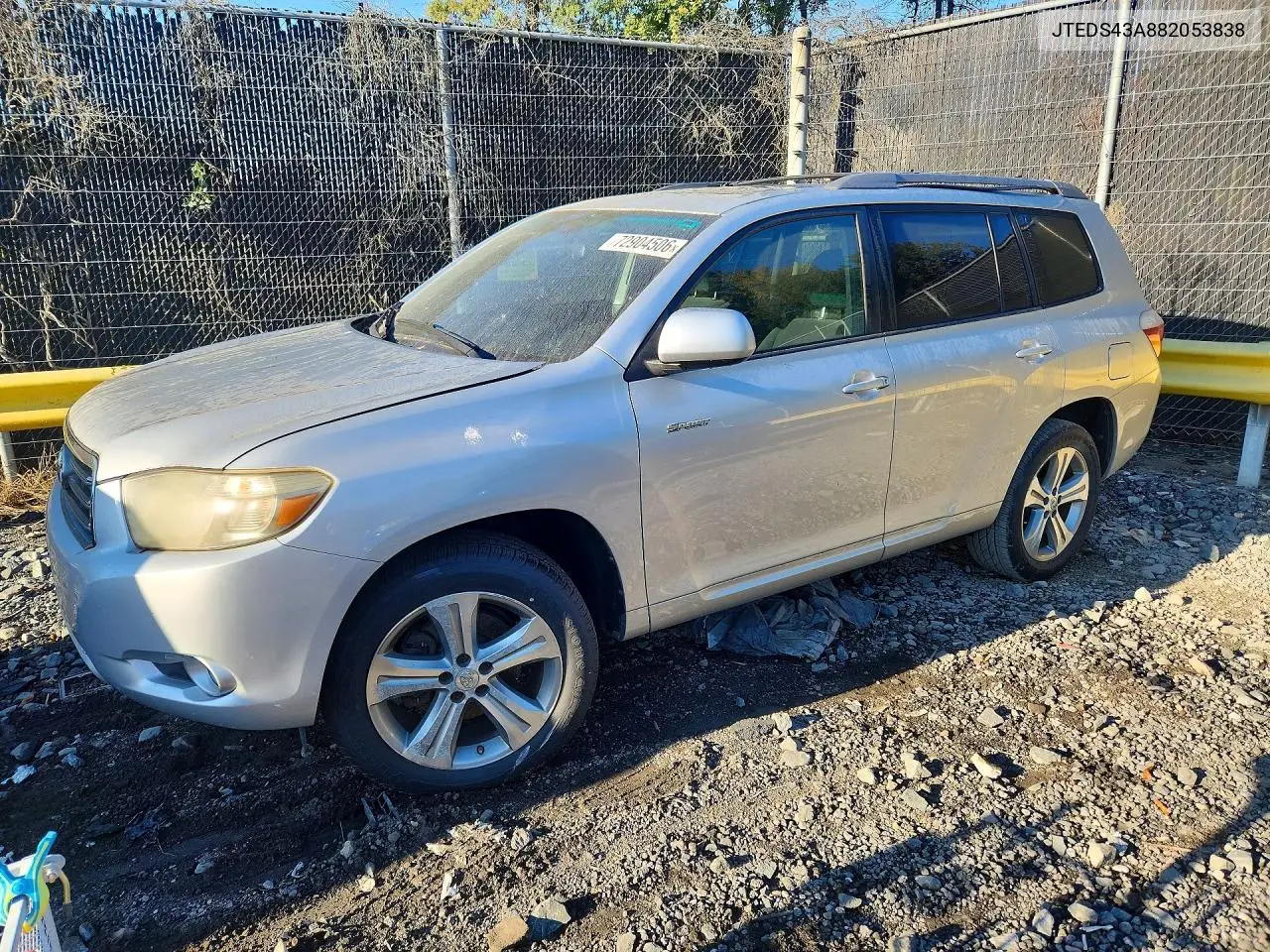 TOYOTA HIGHLANDER 2008, VIN JTEDS43A882053838