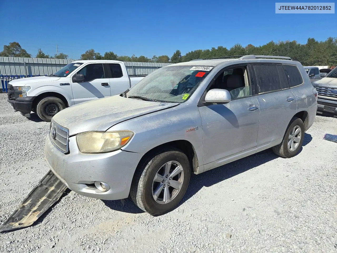 TOYOTA HIGHLANDER 2008, VIN JTEEW44A782012852